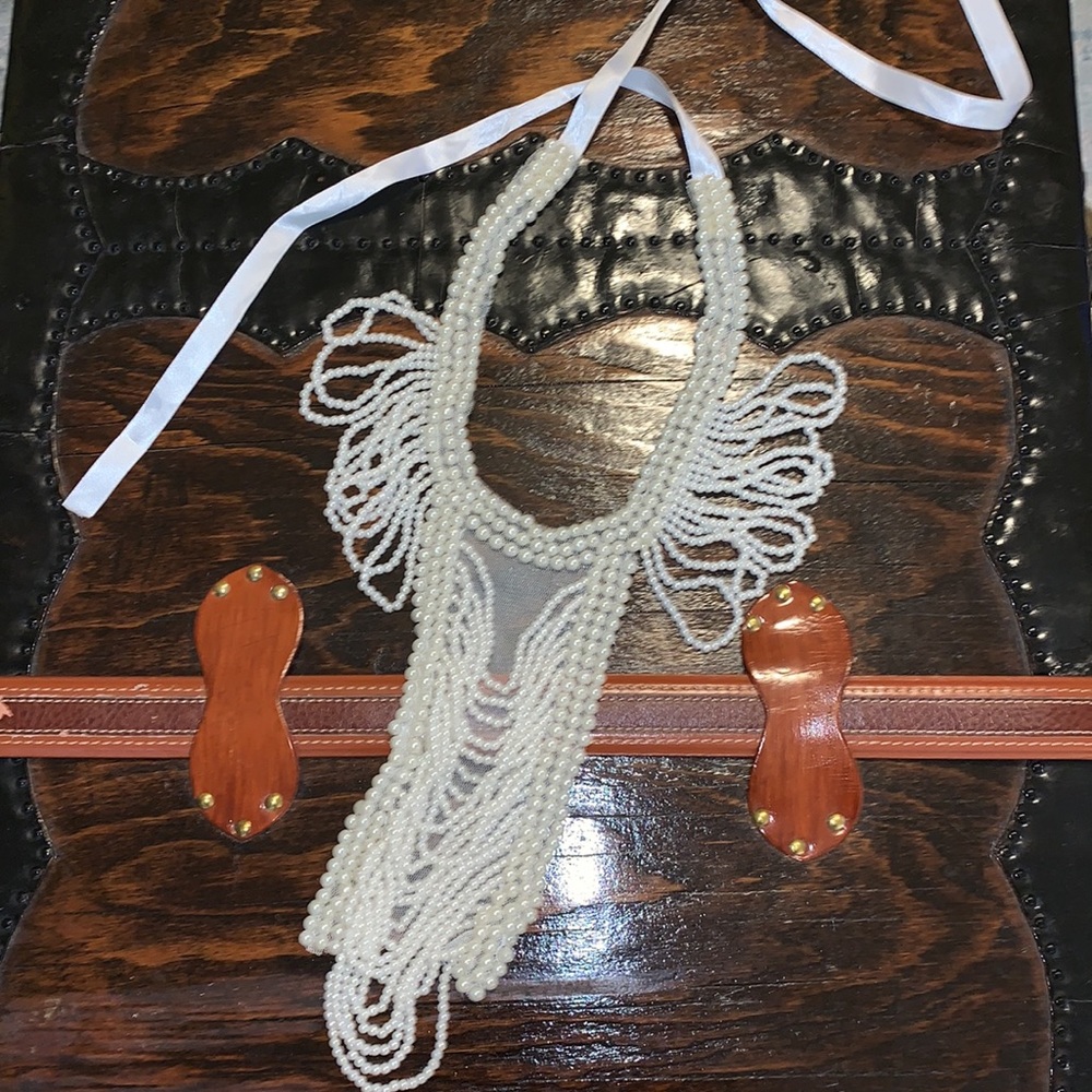 Vintage Flapper Style Pearl Statement Necklace - image 1